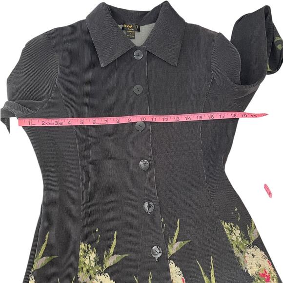 Jerry T New York Stretch Floral Button Front Dress Sz Medium Art To Wear Artsy - Picture 14 of 16